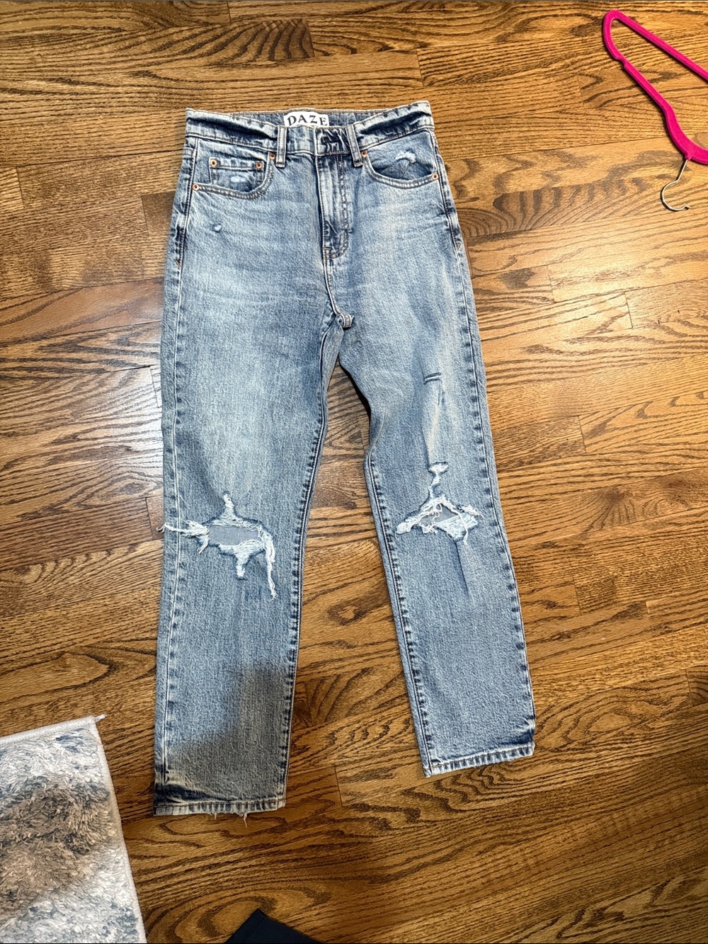 DAZE Light Wash Ripped High-Rise Jeans